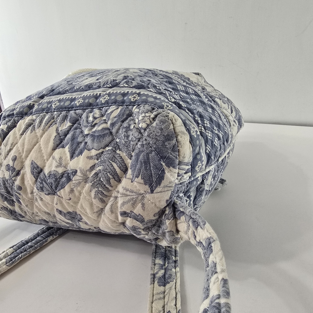 Vera Bradley Blue Toile Floral Plaid 90s Drawstring Daypack Napsack Backpack VTG - Picture 7 of 15
